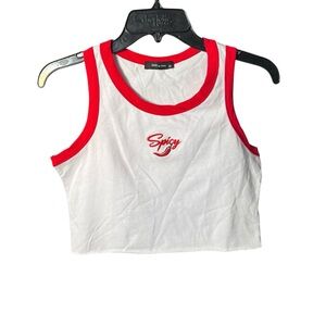 Women's Red and White Tank Top